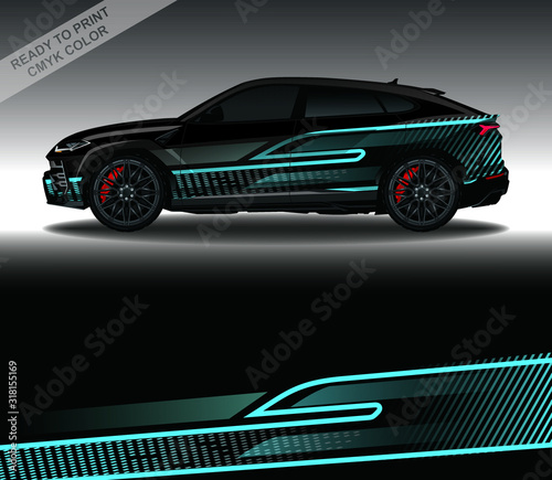 Car wrap decal design vector, custom livery race rally car vehicle sticker and tinting.