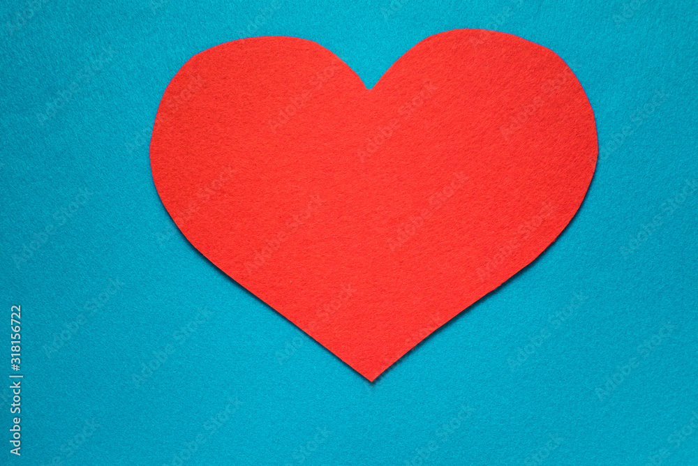 scrapbooking big red heart on a blue background fabric, valentine, blank