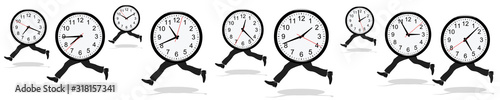 Race against time on a white background 