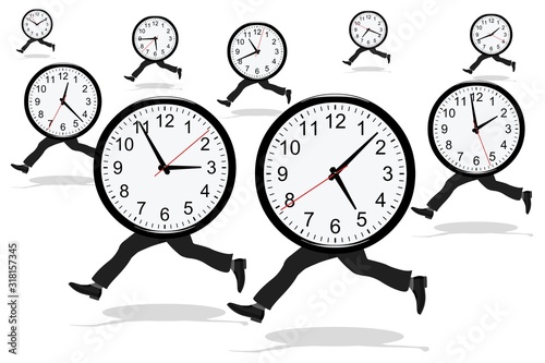 Race against time on a white background 