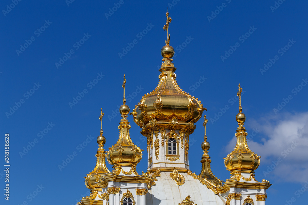 Details of the church of Catherine palace in Pushkin (Tsarskoe Selo) town, Russia