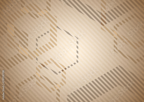 Cardboard Stripped Background with Hexagonal Pattern - Abstract Geometric Illustration, Vector