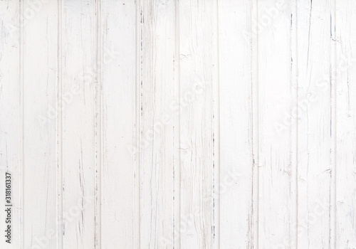 Vintage white wood plank texture background. Old weathered wooden plank painted in white color. hardwood floor