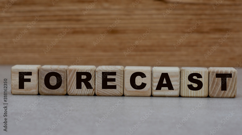 concept word forecast on cubes on a wooden background concept word forecast on cubes on a wooden background