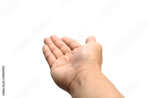 Symbol empty hand holding isolated on the white background, with clipping path.