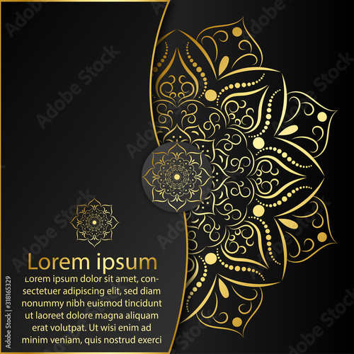 luxury mandala design with gold color, Vector mandala floral patterns with black background
