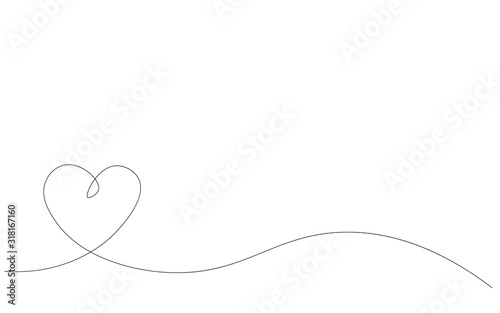 Love heart continuous one line drawing vector illustration