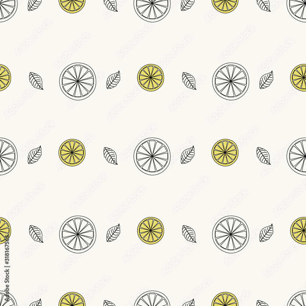 Seamless pattern with lemons. Vector illustration.