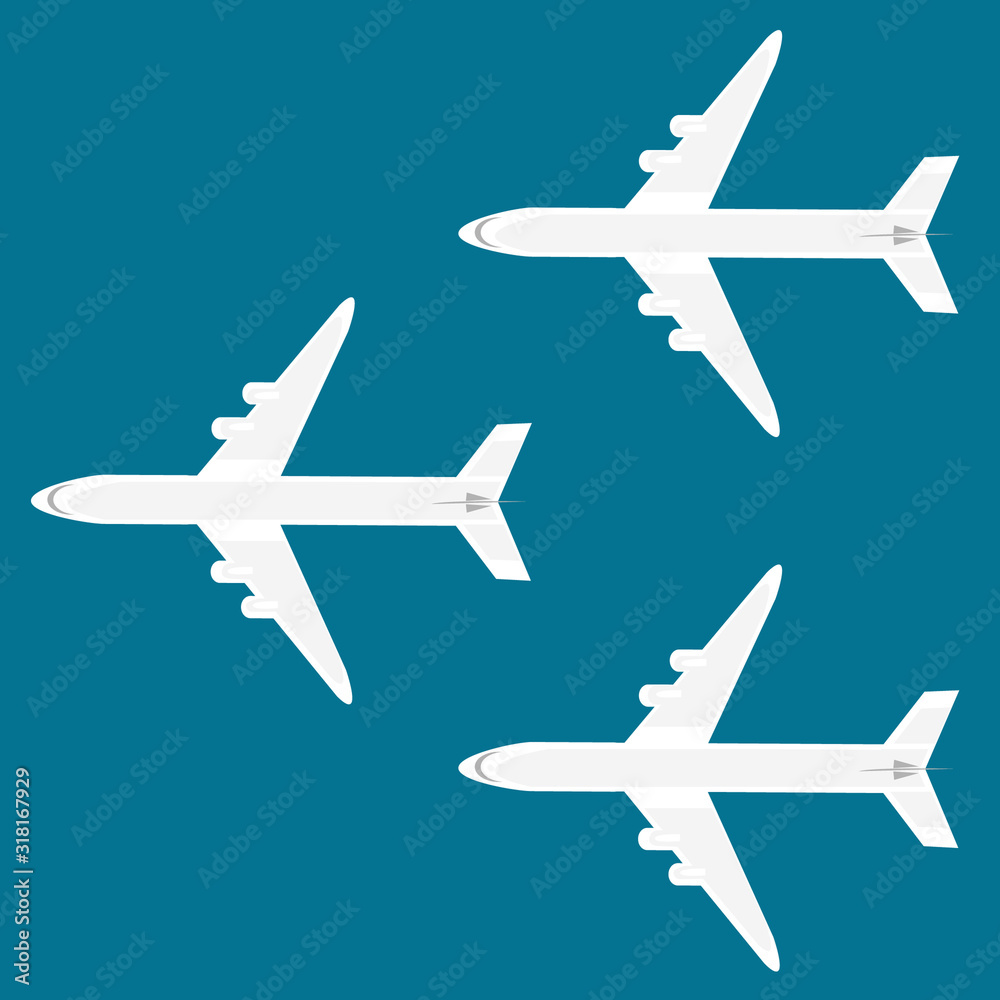 Airplanes on the sky background