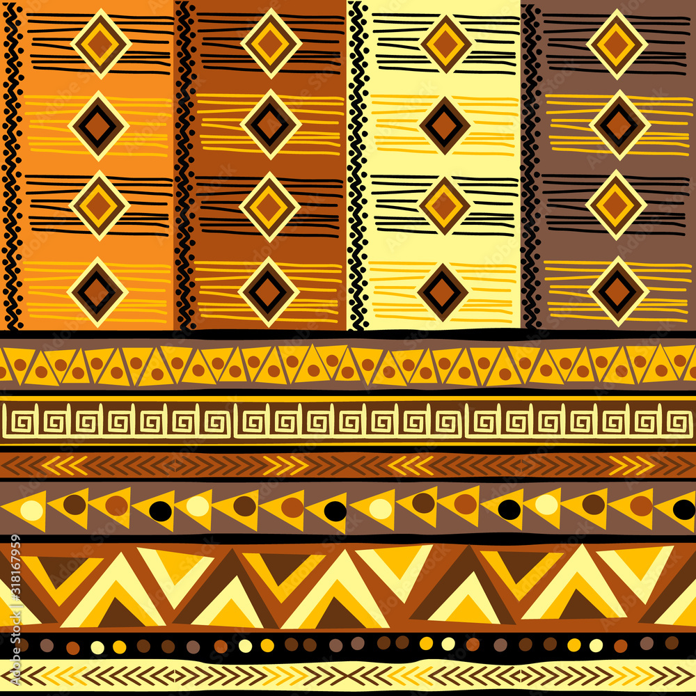 Fototapeta Dekoracyjne tło z afrykańskimi motywami geometrycznymi