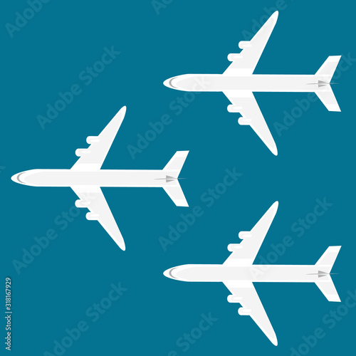 Airplanes on the sky background