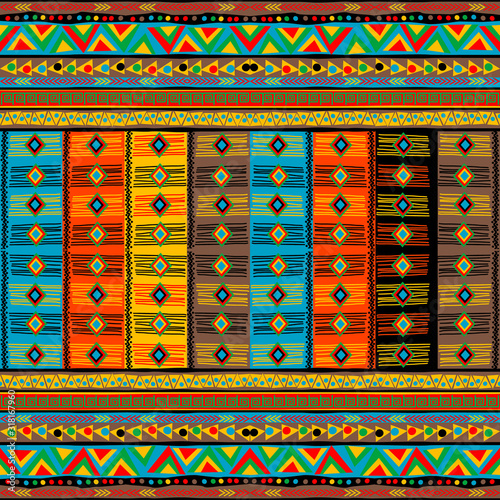 Colorful oriental pattern with ethnic motifs