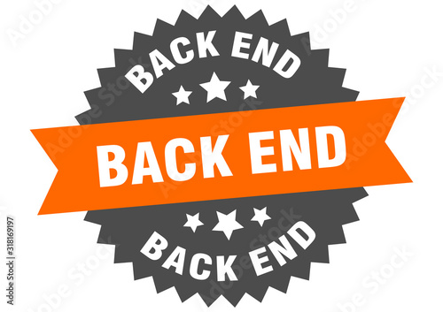 back end sign. back end circular band label. round back end sticker