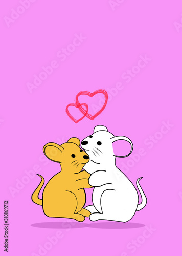 Happy valentine. Lovely couple of cute mouse in love , photo