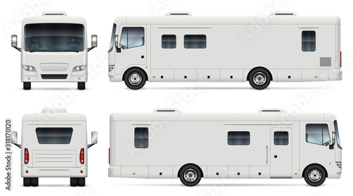 Camper van on white background
