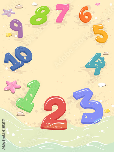 Numbers Beach Sand Border I...