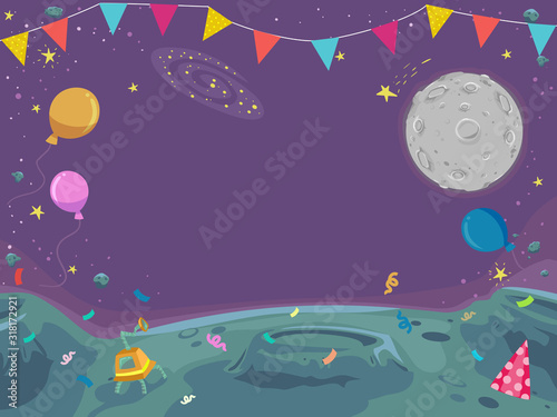 Party Outer Space Theme Buntings Background