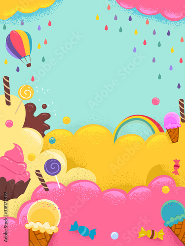 Sweets Ice Cream Candies Colors Background