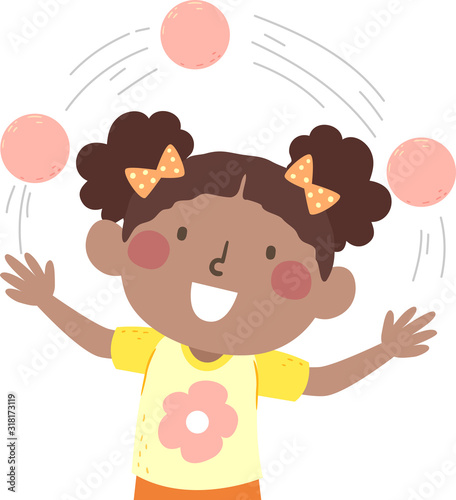 Kid Girl African Juggle Ball Illustration