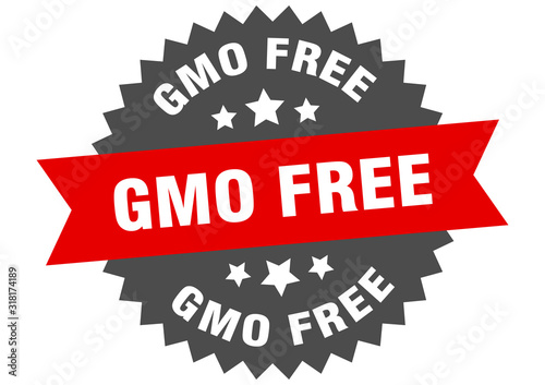 gmo free sign. gmo free circular band label. round gmo free sticker