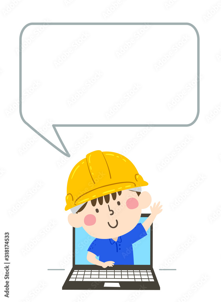 Kid Boy Engineer Developer Laptop Speech Bubble Kid Boy Engineer Developer Laptop Speech Bubble