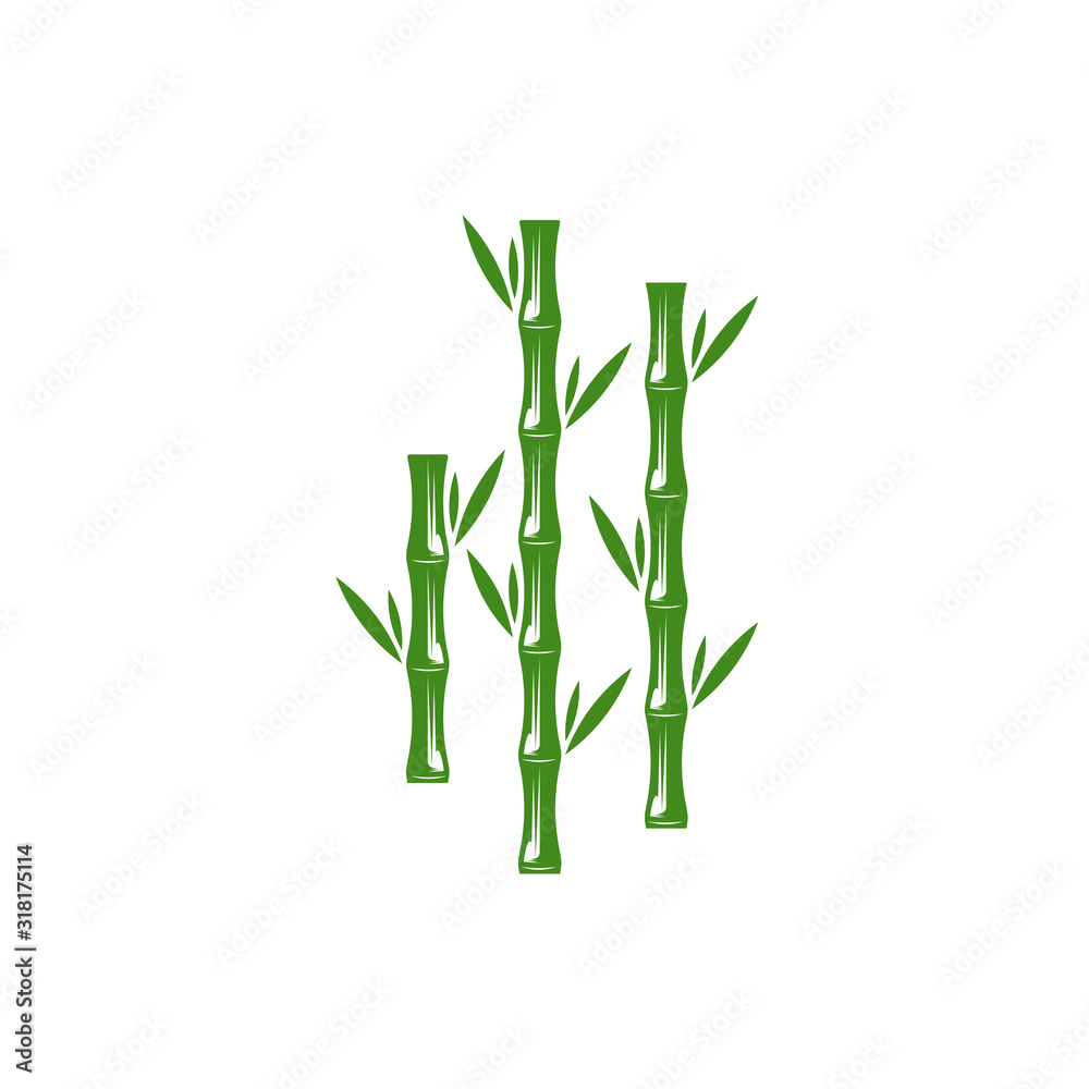 Obraz premium Bamboo logo template. Green bamboo trees vector design. Bamboo stem logotype