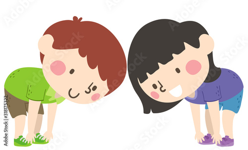 Kids Touch Your Toes Illustration