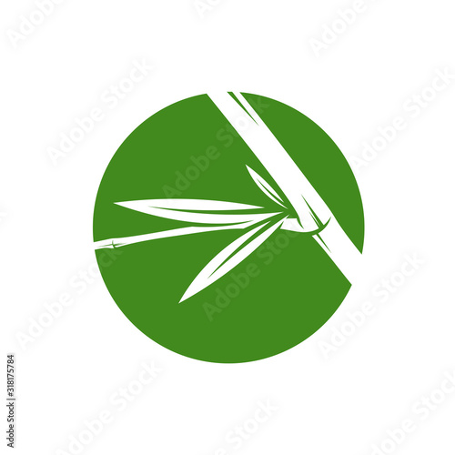 Bamboo logo template. Green bamboo trees vector design. Bamboo stem logotype