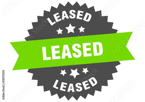 leased sign. leased circular band label. round leased sticker