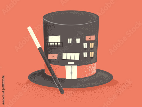 Magician Hat Stick Building Illustration