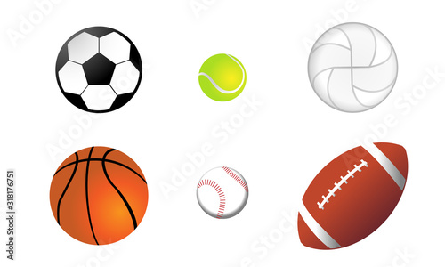 Illustration set of various types of balls