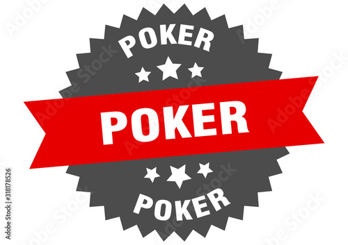 poker sign. poker circular band label. round poker sticker