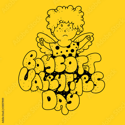 Boycott Valentines Day. Lettering cartoon letters doodles.
