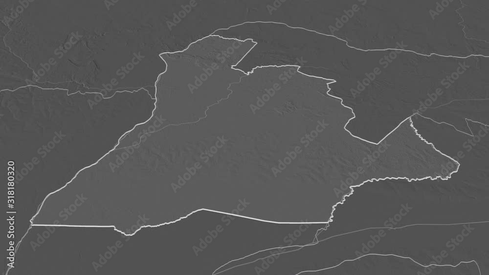 Sud-Ubangi, province with its capital, zoomed and extruded on the bilevel map of Congo Kinshasa in the conformal Stereographic projection. Animation 3D Sud-Ubangi, province with its capital, zoomed and extruded on the bilevel map of Congo Kinshasa in the conformal Stereographic projection. Animation 3D