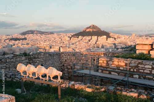 Athens, Greece - Dec 20, 2019: Mount Lycabettus, view from Acropolis, Greece, Athens