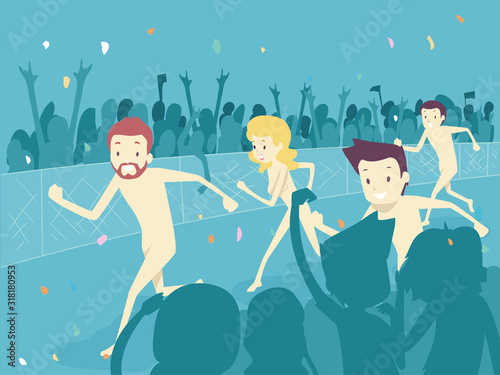 People Nude Race Illustration