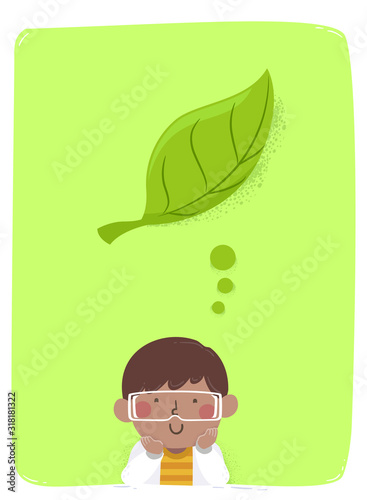Kid Boy Think Leaf Botany L...