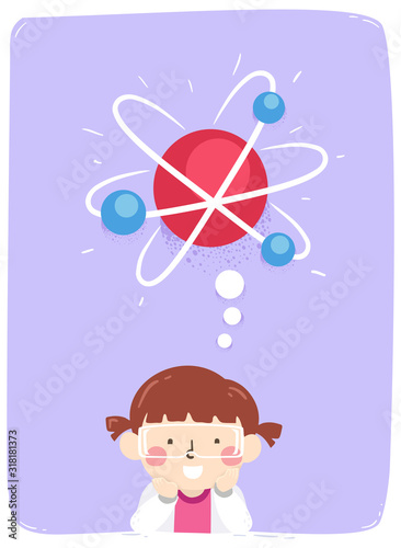 Kid Girl Think Atom Science...