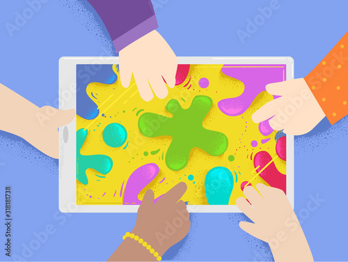 Kids Hands Tablet Splat Col...