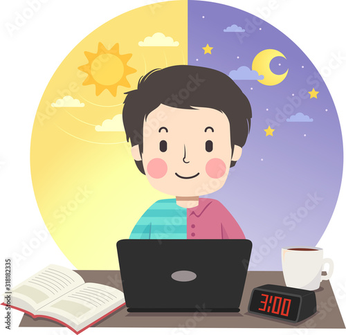 Teen Guy Study Morning Nigh...