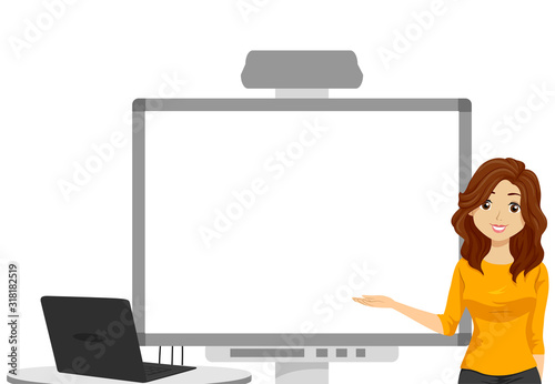 Teen Girl Video Presentation Illustration