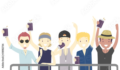 Teens Guys Festival Beer Drinks Illustration