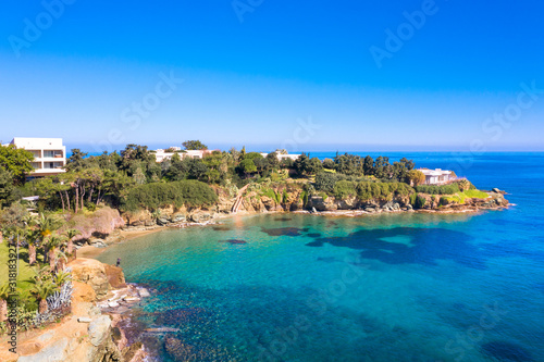 Fototapeta Naklejka Na Ścianę i Meble -  The small village with unique beaches and famous resort of Agia Pelagia, Heraklion, Crete, Greece.