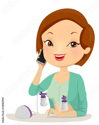 Girl Automatic Breast Pump Illustration