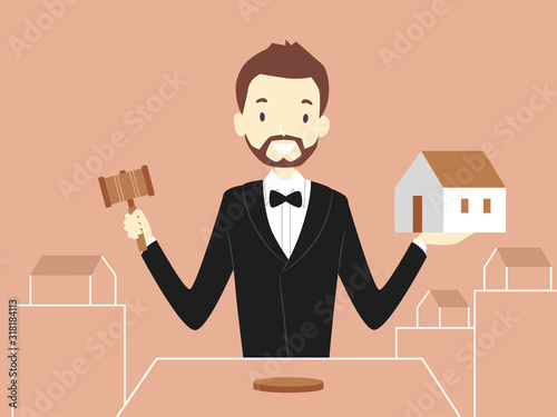 Man Estate Auctioneer Job Illustration