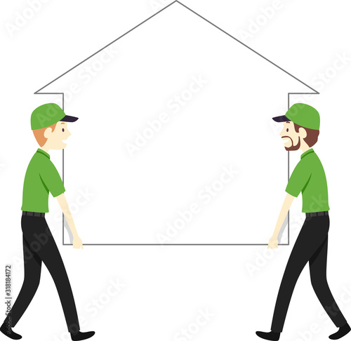 Man House Moving Business Illustration