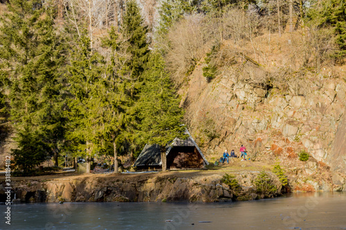 Winterspaziergang an einem sonnigen kalten Wintertag rund um die Eberstwiese auf dem Rennsteig - Thüringen/Deutschland photo