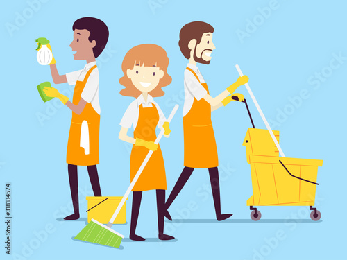 People Cleaning Crew Job Illustration