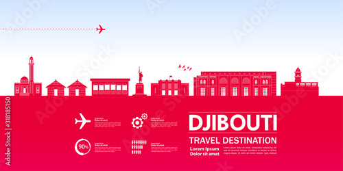Djibouti travel destination grand vector illustration. 