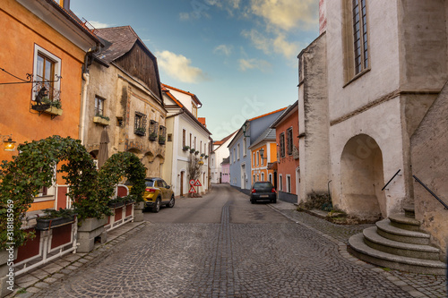 Street in village of Emmersdorf at the beginning of the Wachau Valley, Austria.